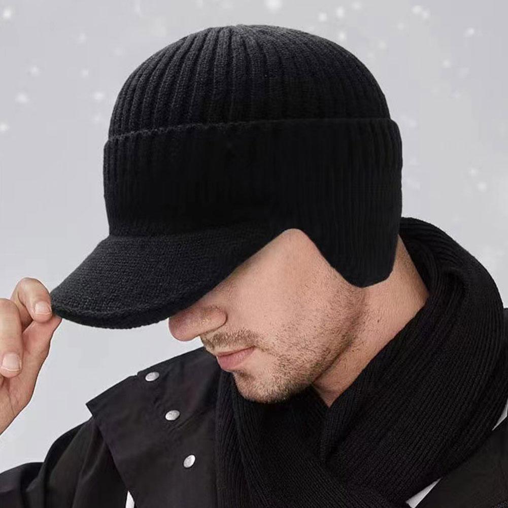 Outdoor Ear Protector Cap Thick Bicycle Knitted Cap Thickened Hat Men Tongue Scarf Windproof Baseball Knitted Cap Bomber Hats