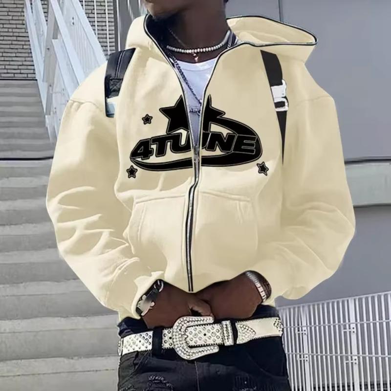 Bluzy Rozpinane Kardigany z Kapturem Ciepło Bluzy Estetyka Litery Trend Codzienne Hip Hop Y2k Nowe Bluzy Odzież Męska
