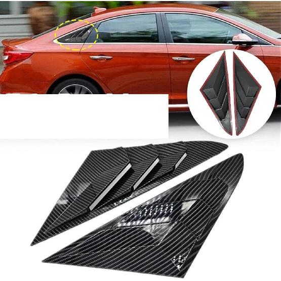 Compatible with Hyundai Sonata 9th Sedan 2015-2019 Car Rear Louver Window Side Shutter Cover Trim Sticker Vent Scoop Blind Shades ABS Carbon(Carbon)