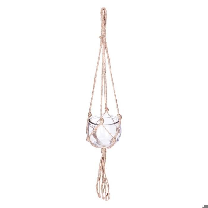 Cache pot suspendu verre et jute D11cm - Atmosphera createur d'interieur