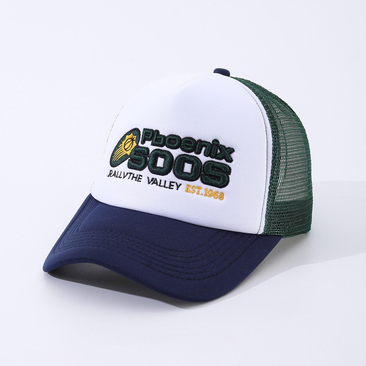 Pboenix Soos Letter Embroidered Sun Hat Couple Mesh Hat Truck Hat Versatile Breathable Baseball Cap Adjustable тёмно-синий