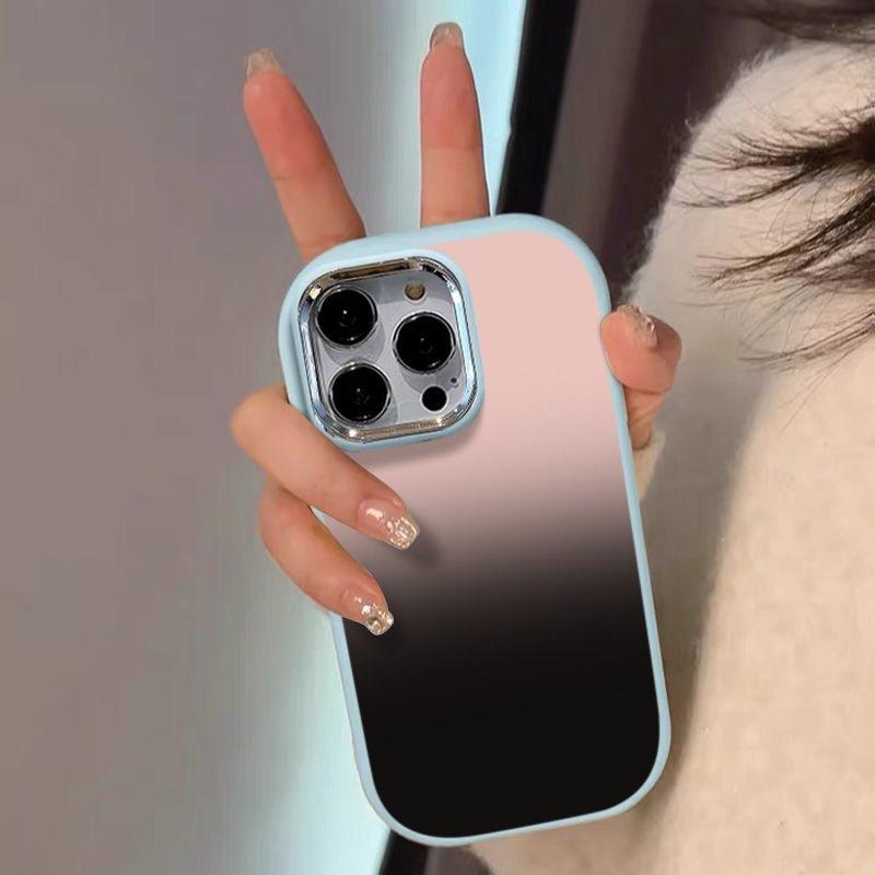 Two-tone pink black phone case suitable for iPhone 16 15 14 13 12 11 Pro/ Max/Plus anti-fingerprint shock-proof rear cover