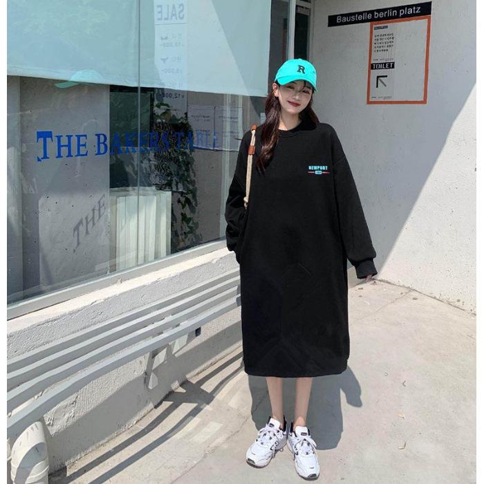 

YYFS Женская мода Осень Зима Длинный рукав Круглый вырез Свободная талия Повседневные платья Size: One Size