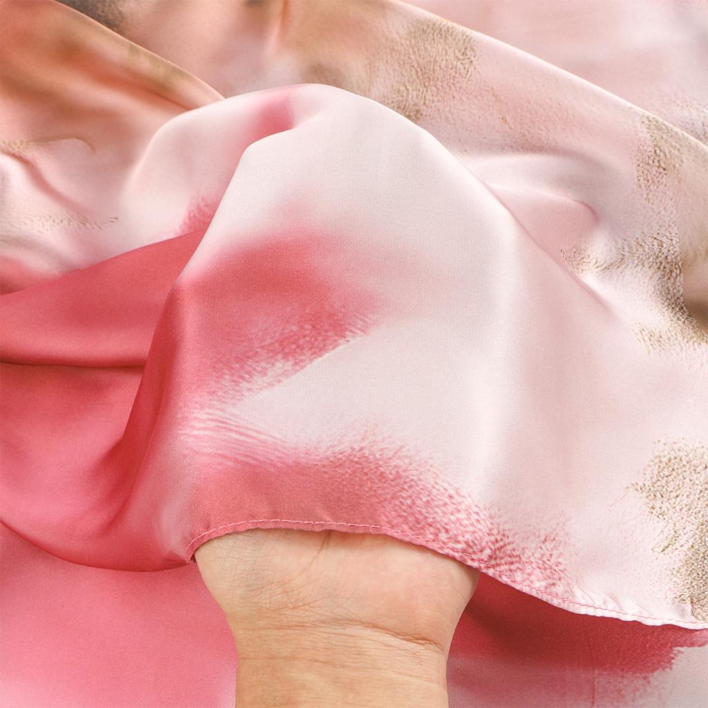 New Shimmer Satin Silk Hijab For Muslim Women Long Scarf Watercolor Print Headscarf Foulard Islam Head Cover Shawl Wrap Bandana