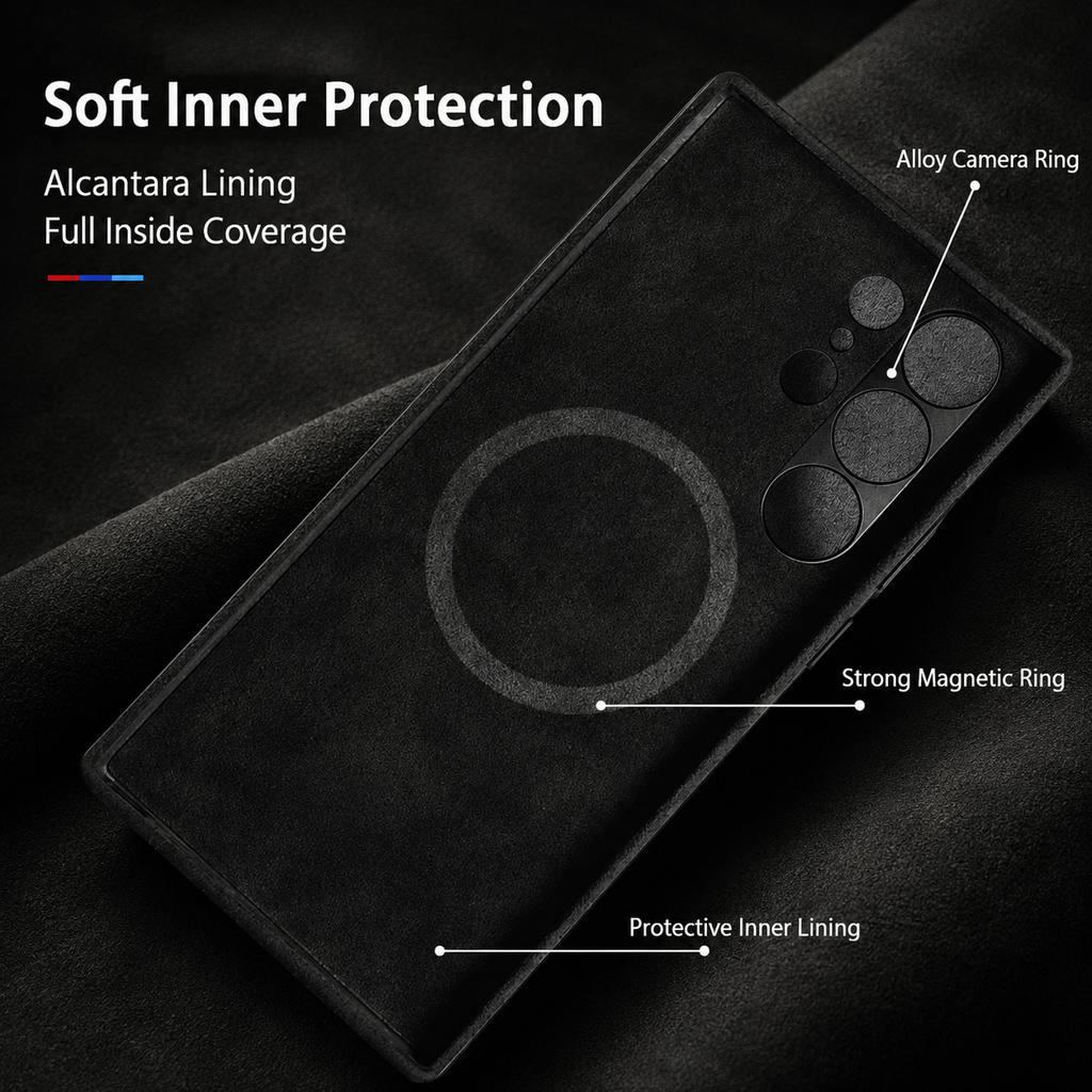 100% Real Italian Imported for Alcantara For Samsung S24Ultra S25 Magnetic Case with MagSafe Case Smart Button Protective Cover