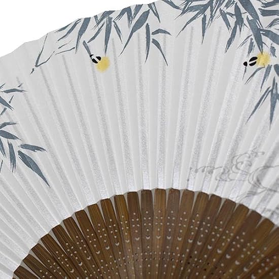[Oshare Kimono Iroha] High-Quality Hand-Painted Folding Fan, Made in Japan, Carved Dark Wood Ribs, S