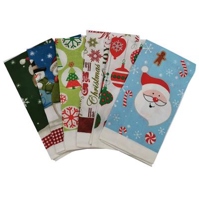 1Pc 38x65cm Thin Christmas Santa Claus Printed Polyester Kitchen Dishcloth Cleaning Cloth Tea Towel Xmas Party Gift
