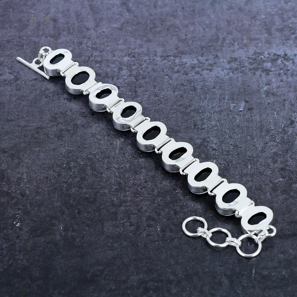 Ružový trojitý opál drahokam Ručne vyrobený náramok z rýdzeho striebra 925 7-8" g7Q66