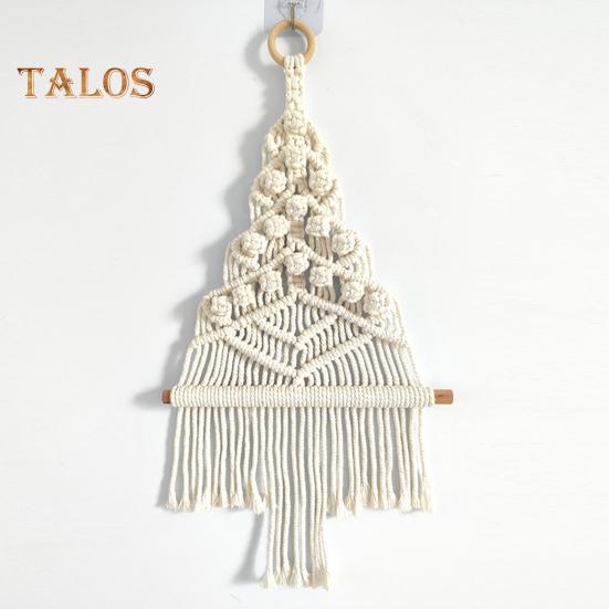 Wall Hanging Tapestry with 17 Accessories Manual Braided Bohemian Style Hollow Out Dorm Home Hotel Wall Decoration Christmas Tree Hanging Pendant