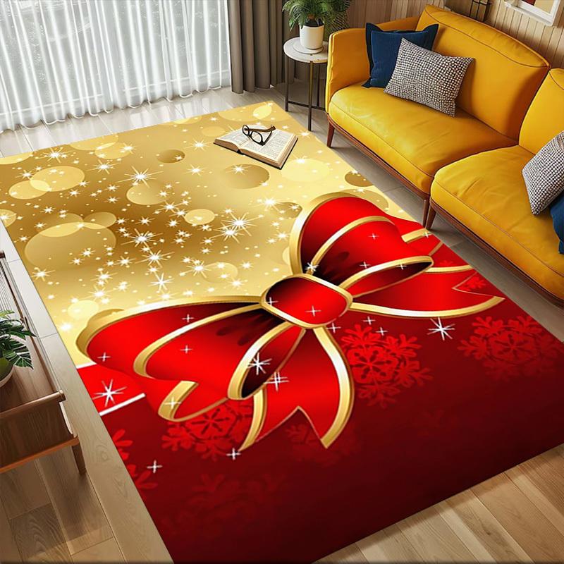 Christmas bow Crystal Velvet chair mat Area Rug - Non-Slip, Floor Mat, Office Desk Chair Rugs, Bedroom Decor.Christmas Gift-1106128