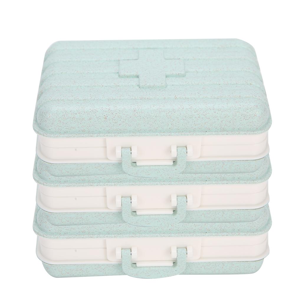 3pcs 6‑Grid Pills Organizer Portable Suitcase Shape Medicine Case Travel Medicine Storage HolderLight Blue
