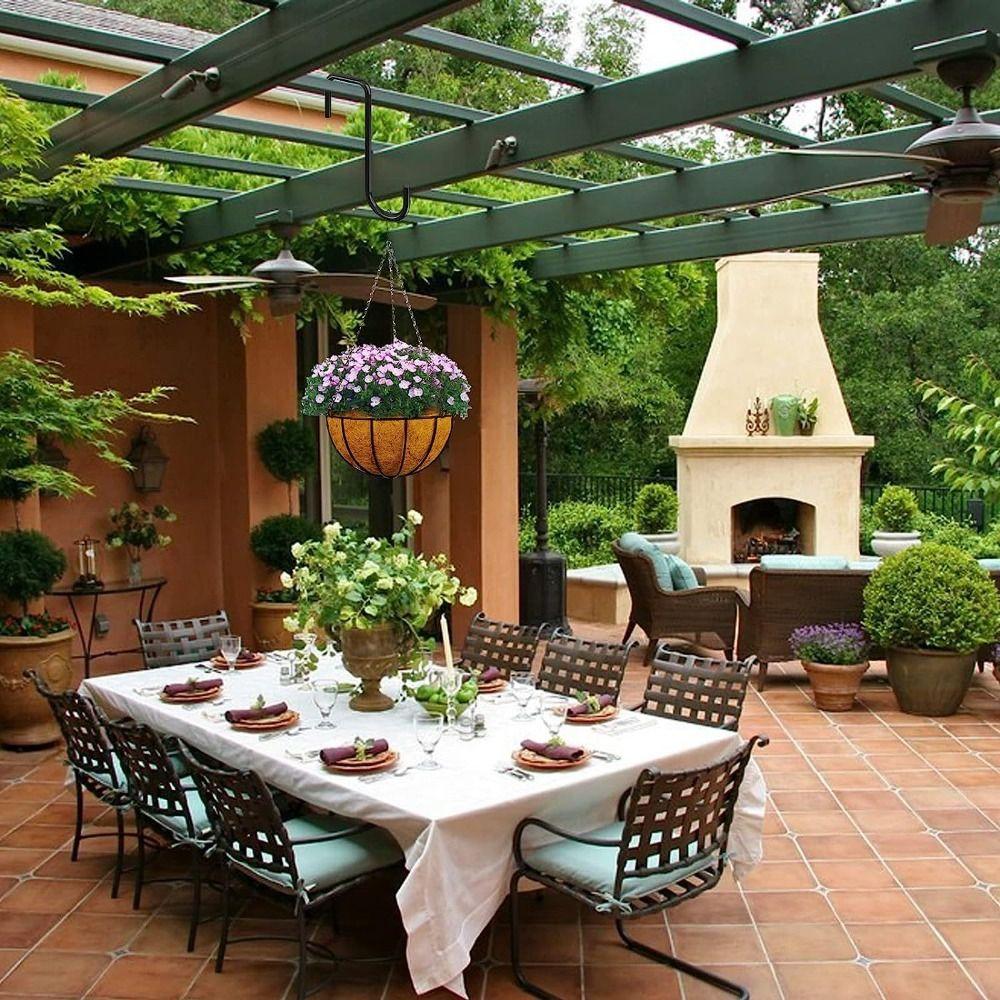 3pcs Iron Fence Hooks Durable Railing Hooks Gardening Accessories Fence Flower Groove Hooks  Home