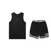 Comfortable Breathable Quick-Dry Vest And Striped Mid-Waist Shorts Casual Sports Set Unisex Sports Set Black YVSV031-1+YAPV001-1