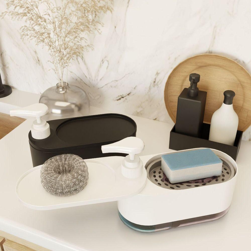 

Wet-Dry Separation Soap Holder 3-In-1 Liquid Soap Container Versatile Toilet Soap Dispenser Home чорний