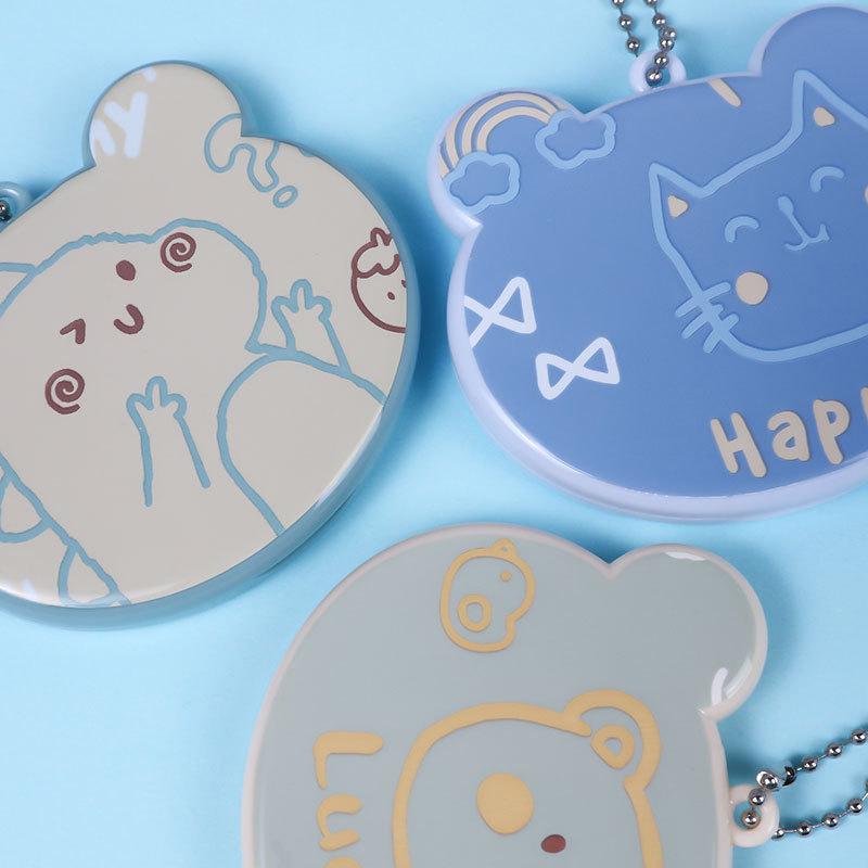 Cartoon-Mini-Kamm mit Spiegel, tragbarer Reisekamm, faltbarer Kunststoffkopf, Bürste, süßer Tierkamm, Tasche, Anhänger, Kamm, Mädchen, Kinder, Geschenk