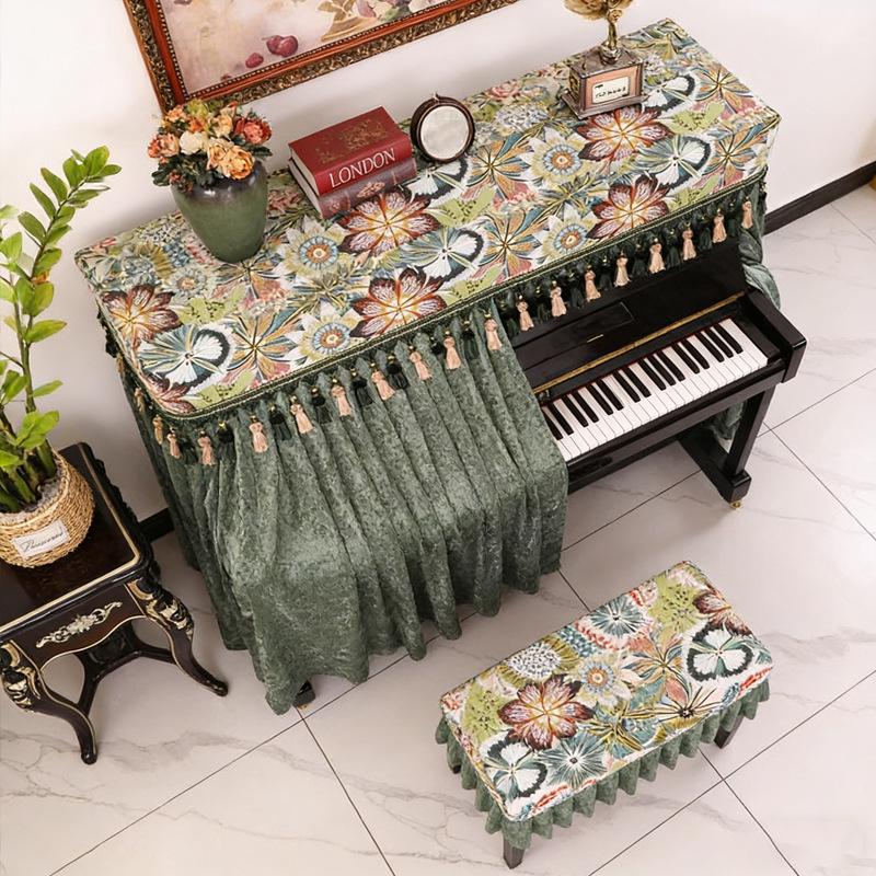 Luxurious American Retro Piano Dust Cover - Modern High-Grade Fabric
