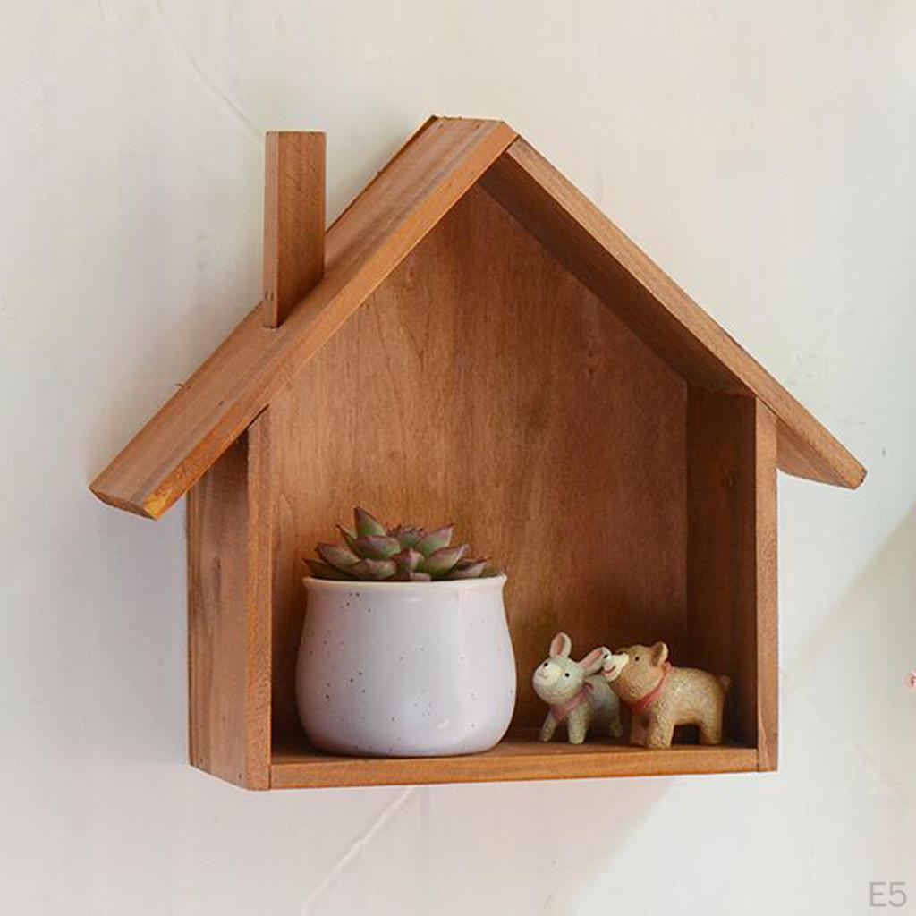 Display Shelf Wood House Shape