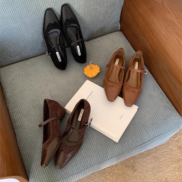 Square head word with Mary Jane single shoes versatile commuting with skirt shallow mouth with skirt personality gentle grandma shoes women