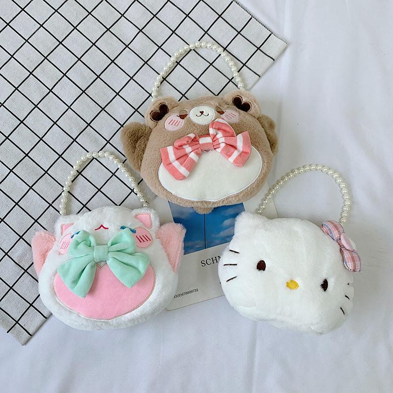 Hello Kitty Sheep Bear Plush Coin Purse With Zipper Closure For Kids And Girls