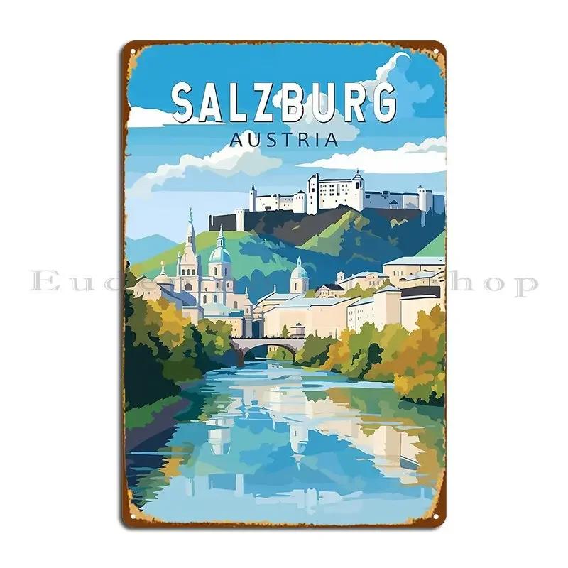 Salzburg Austria Travel Art Vintage Metal Plaque Cinema Club Club Bar Iron Club Tin Sign Poster 20x30cm(7.8x11.8inch)