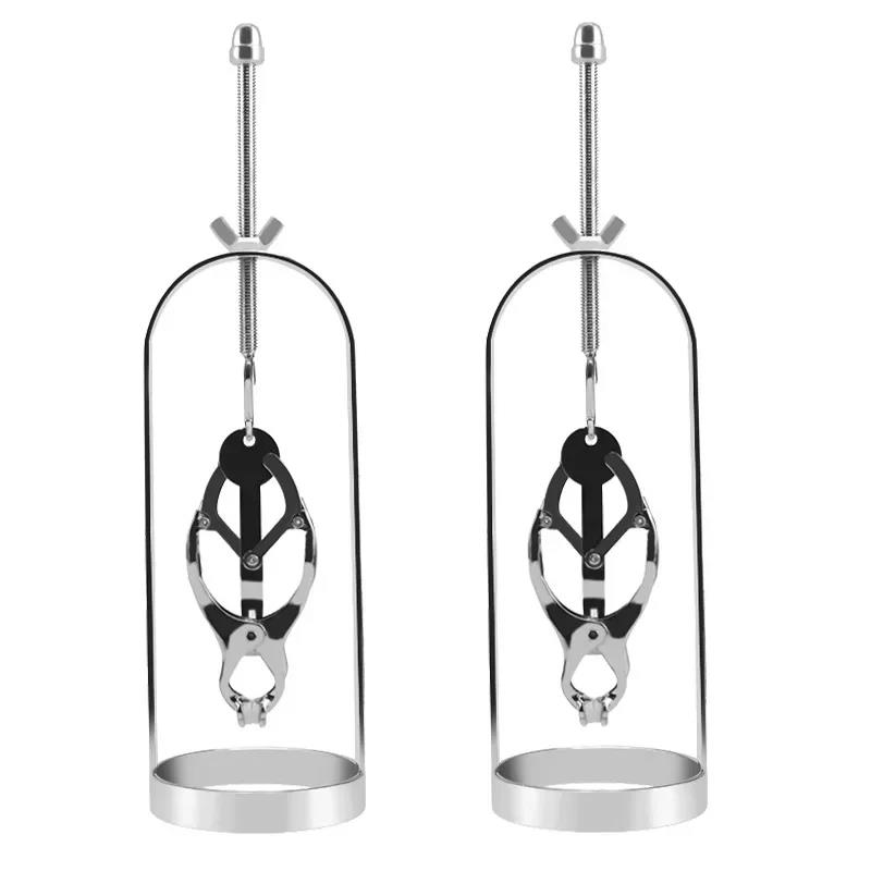 Couples Gift Nipple Clamps – 1 PC Adjustable Stainless Steel Breast Clips with Chain Reusable BDSM Adult Sex Toy