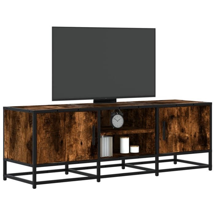VidaXL Meuble TV chêne fumé 120x35x41 cm bois d'ingénierie et métal, banc TV, meuble hifi, centre de divertissement, buffet 848841