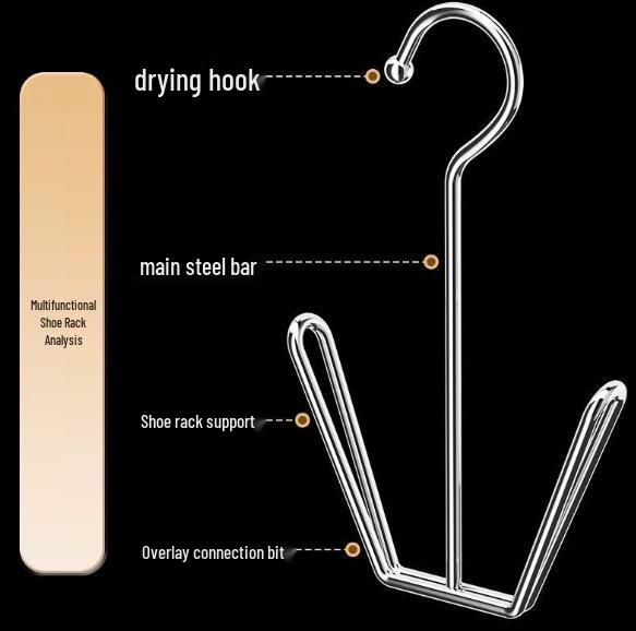 Nerezový Větruodolný Závěsný Stojan na Sušení Bot - Bez Vrtání, Zesílený, Pro Venkovní/Vnitřní Použití.