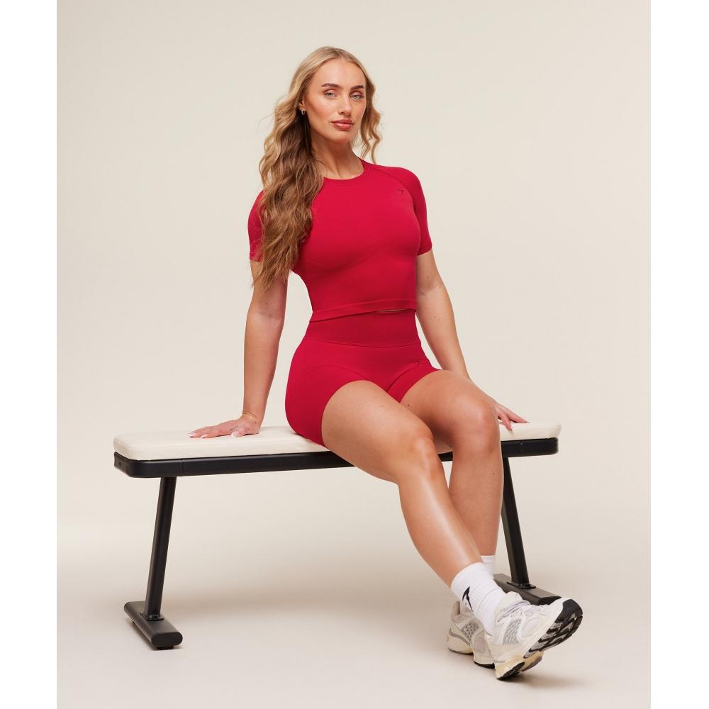 Gymshark Lift Seamless Short Sleeve Top Carmine Red B6b4q Rbqw