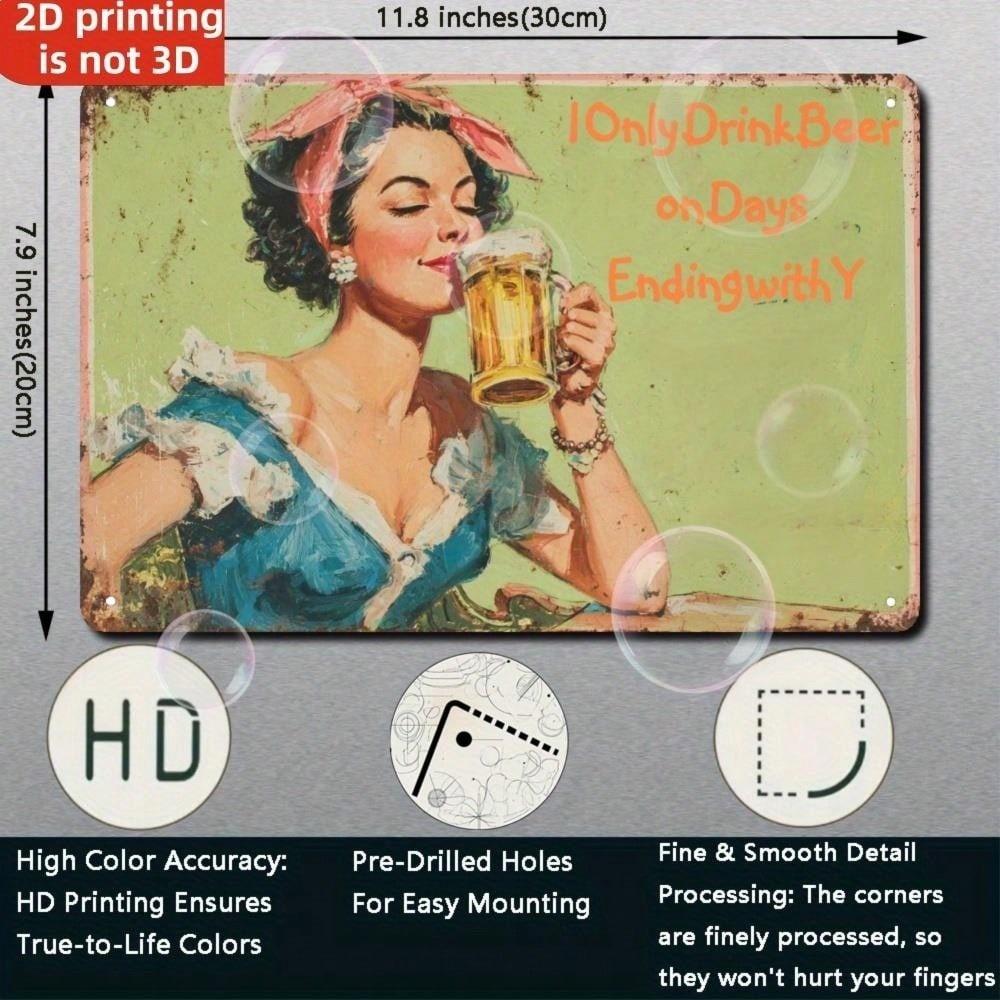 Vintage Metal Beer Tin Sign Wall Art 8x12 Retro Pub Bar Garage Man Cave Decor Gift