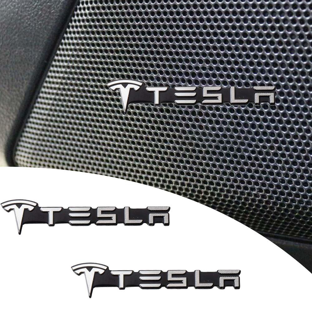2/4pcs Car Stying 3D Aluminum Audio Speaker Badge Stereo Emblem Sticker For Tesla Model 3 Model S Model X Model Y 2020 2021 2022