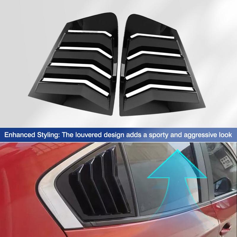 2PCS Glossy Black Rear Side Window Trim Spoiler Back Window Shutter Cover Louver Air Vent for Mazda 3 Axela Sedan