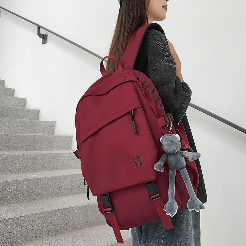 Student Schoolbag Couple Solid Color Backpack Lightweight Large Capacity Backpack