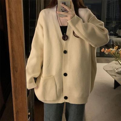 Soft and Lazy Style Sweater Cardigan for Women In Spring and Autumn Korean Style High-end V-neck Slim Knit Jacket