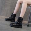 Short boots British style women 2025 new autumn and winter pleated knight boots thick-soled trouser tube boots women's pile student boots
