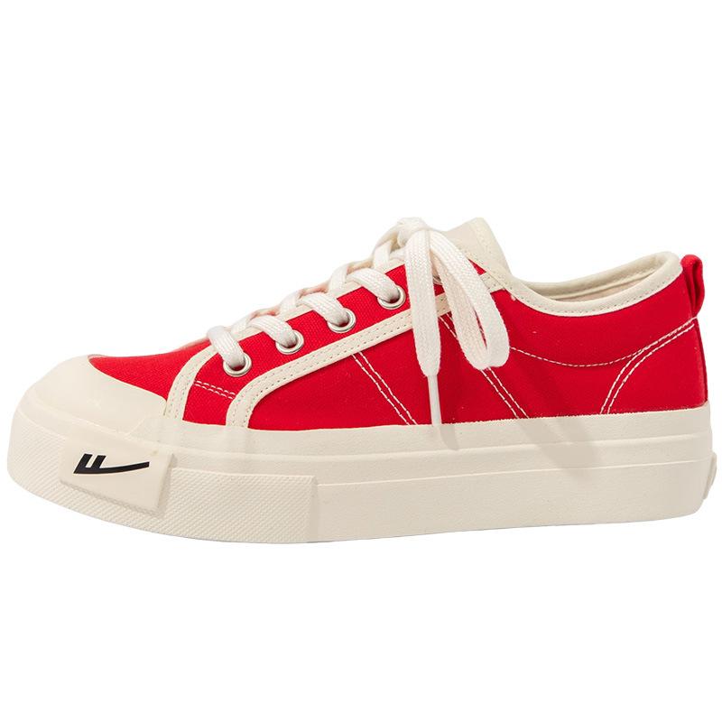 WARRIOR Unisex Lace Up Canvas Shoes Low Cut Breathable Casual Canvas Tenis Flat Trend Board Shoes Kids Shoes Boys 35 красный