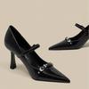 Fashion Women's Shoes 2025 Fashion Buckle Strap Women's High Heels New Metal Decoration Office and Career Sexy Pointed Toe Heels Women