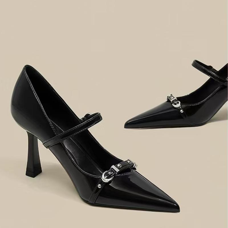 Fashion Women's Shoes 2025 Fashion Buckle Strap Women's High Heels New Metal Decoration Office and Career Sexy Pointed Toe Heels Women