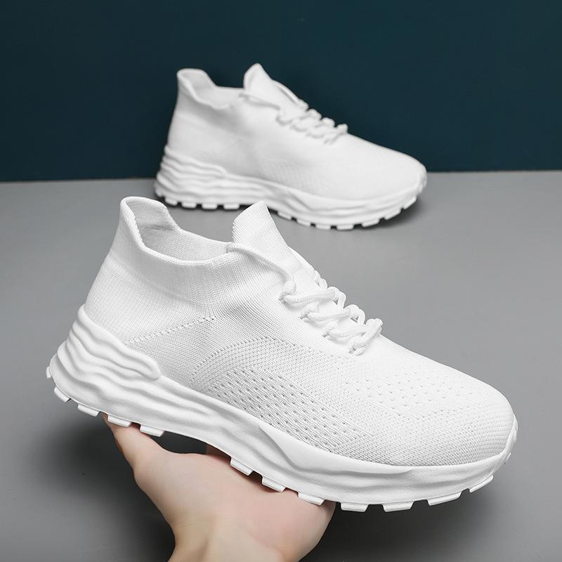 Large size sports women's shoes breathable fly-woven socks shoes low-top lace-up