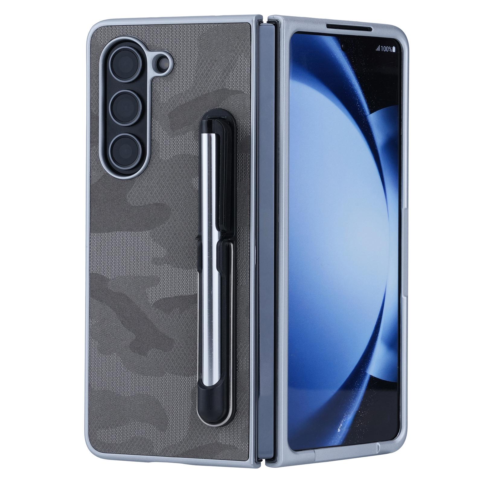 

For Samsung Galaxy Z Fold6 5G Case Kickstand Skin-Touch Leather+PC Phone Cover with Stylus D