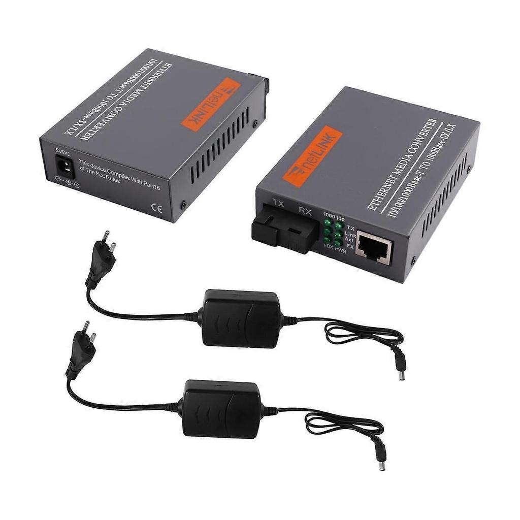 Gigabit Fiber Media Converter GS-03AB 1000Mbps Single Mode Single Fiber External Power Supply EU Plug Network Signal Transceiver