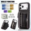 Phone Case for iPhone 17 Pro Max 16E Air 16 Pro 15 Plus 14 13 Mini 12 11 Lanyard Zipper Plain Leather Card Holder Wallet Cover