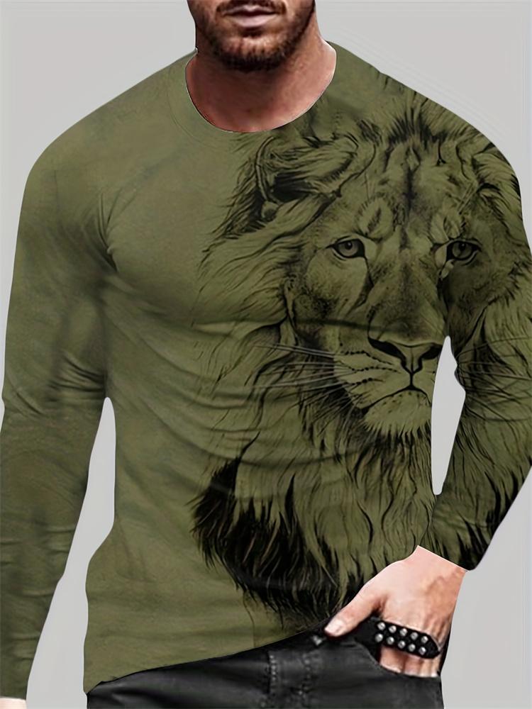 3D Eagle Print Men's Long Sleeve T-shirt Autumn Daily Casual Men's Long Sleeve Top Outdoor Street Fashion Long Sleeve T-shirt