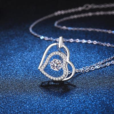 Zilver 925 Originele 0,5 Karaat Briljant Geslepen Diamant Test Verleden D Kleur Moissanite Hart Bruiloft Hanger Ketting Edelsteen Sieraden