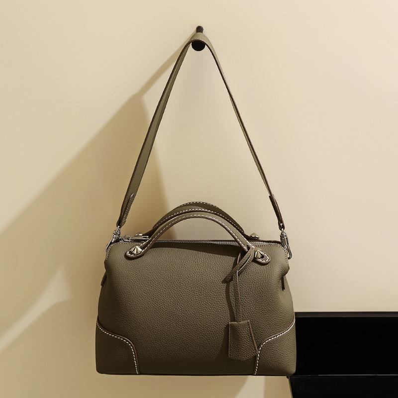 Layer Cowhide Handbag Women's Niche High-end Sense Large Capacity Simple Commuting Leather Pillow Bag Shoulder Messenger Bag