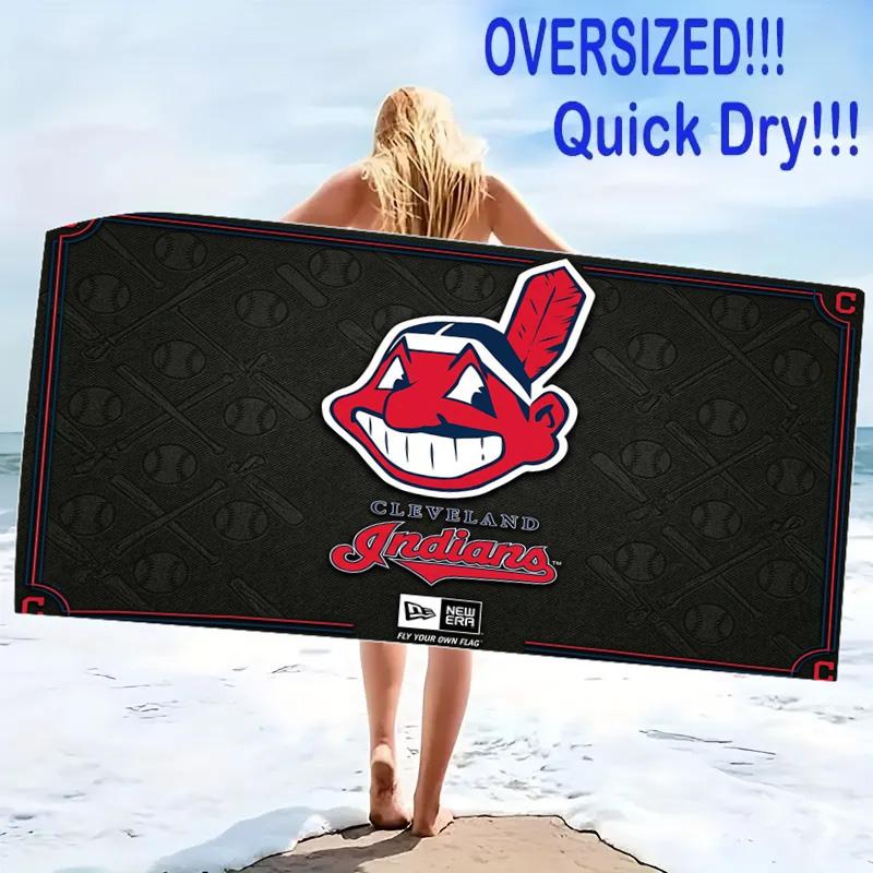 Cleveland Indians Print Beach Towel, Large Soft Quick Dry Towel for Beach Camping Swimming