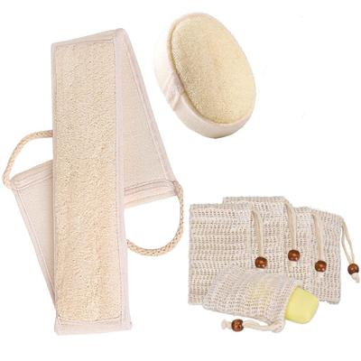 3-teiliges natürliches Luffa-Körperwäscher-Set, Sisal-Rückenwäscher, Luffa-Schwamm-Pad und Sisal-Seifenschoner, Peeling-Bio-Dusche