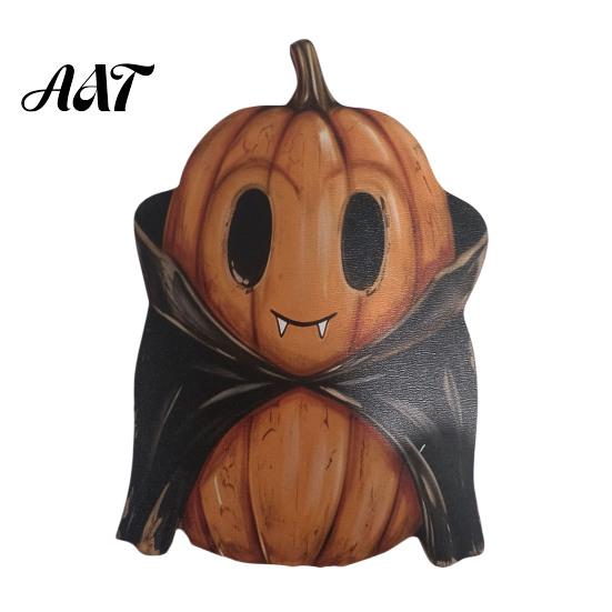 Atmospheric Retro Interior Ornaments Halloween Wooden Ornaments, Distressed Pumpkin/Cat Decorations, Desktop & Wall Unique Handcrafted Wood Decors for