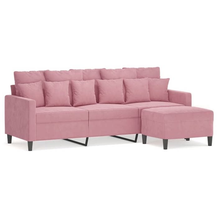 VidaXL Canapé à 3 places avec repose-pieds Rose 180 cm Velours, canapé, canapé avec repose-pieds, canapé trois places, 3201110