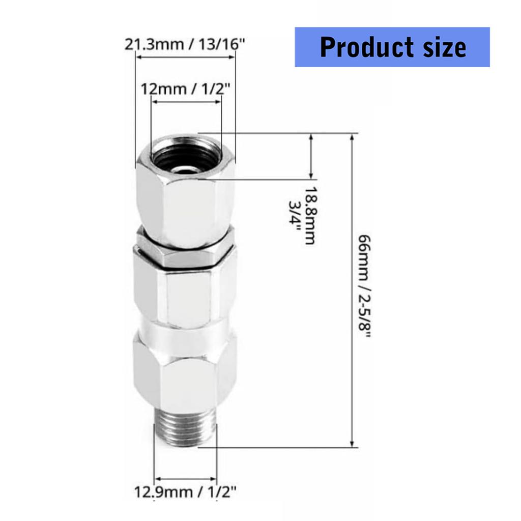 Packung mit 2 Edelstahl 360 Grad drehbaren Kugelgelenken für Airless-Farbspritzgeräte 1/4 Zoll Spritzpistolen-Schlauchanschlüsse
