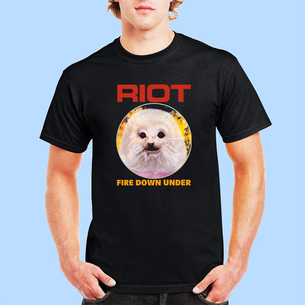 Riot V Fire Down Under American Heavy Mens Black T-Shirt Size S-5XL Unisex T-Shirt S